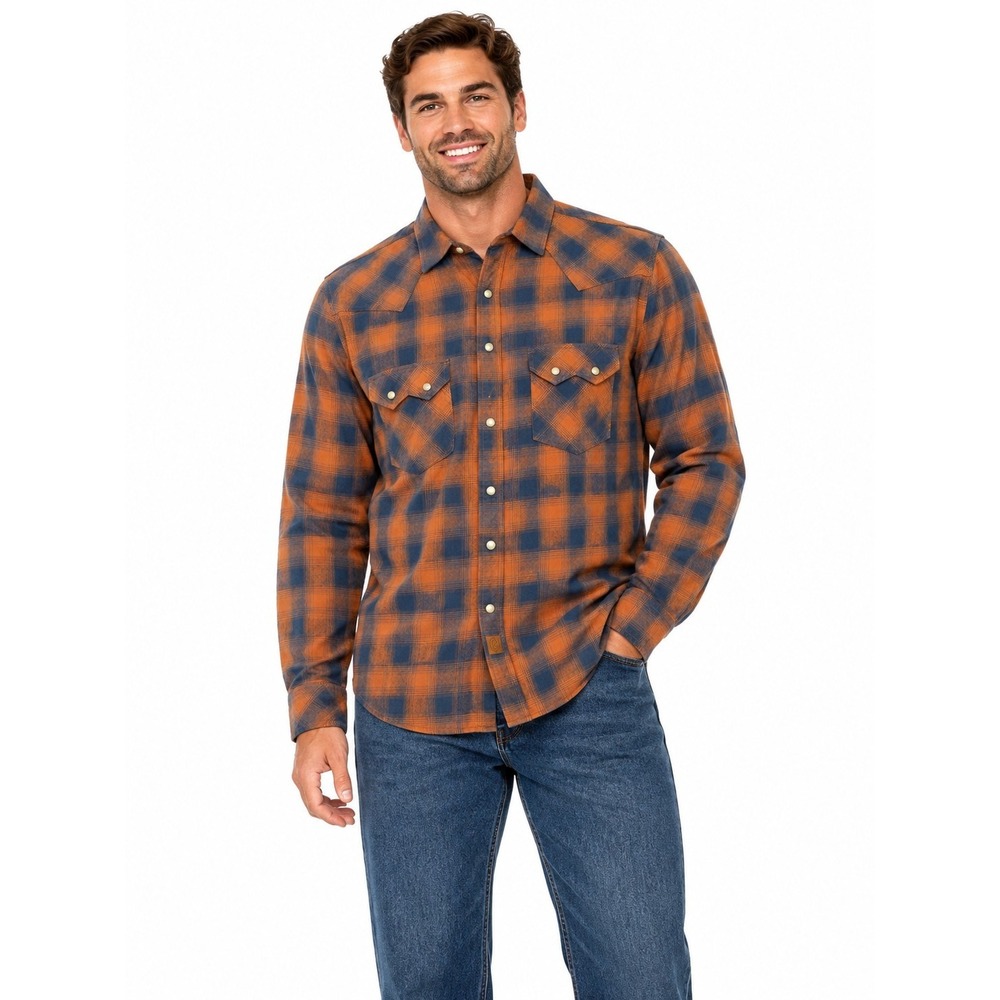 Dubinik Flannel Shirt Plaid Pearl Snaps Cotton Medium Outdoors Western Country - Picture 1 of 11